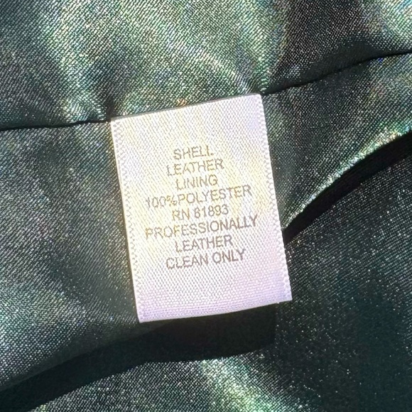 Denim & Co. Green Lamb Leather  Stand Collar Jacket XL Petite - NWOT - Picture 13 of 13
